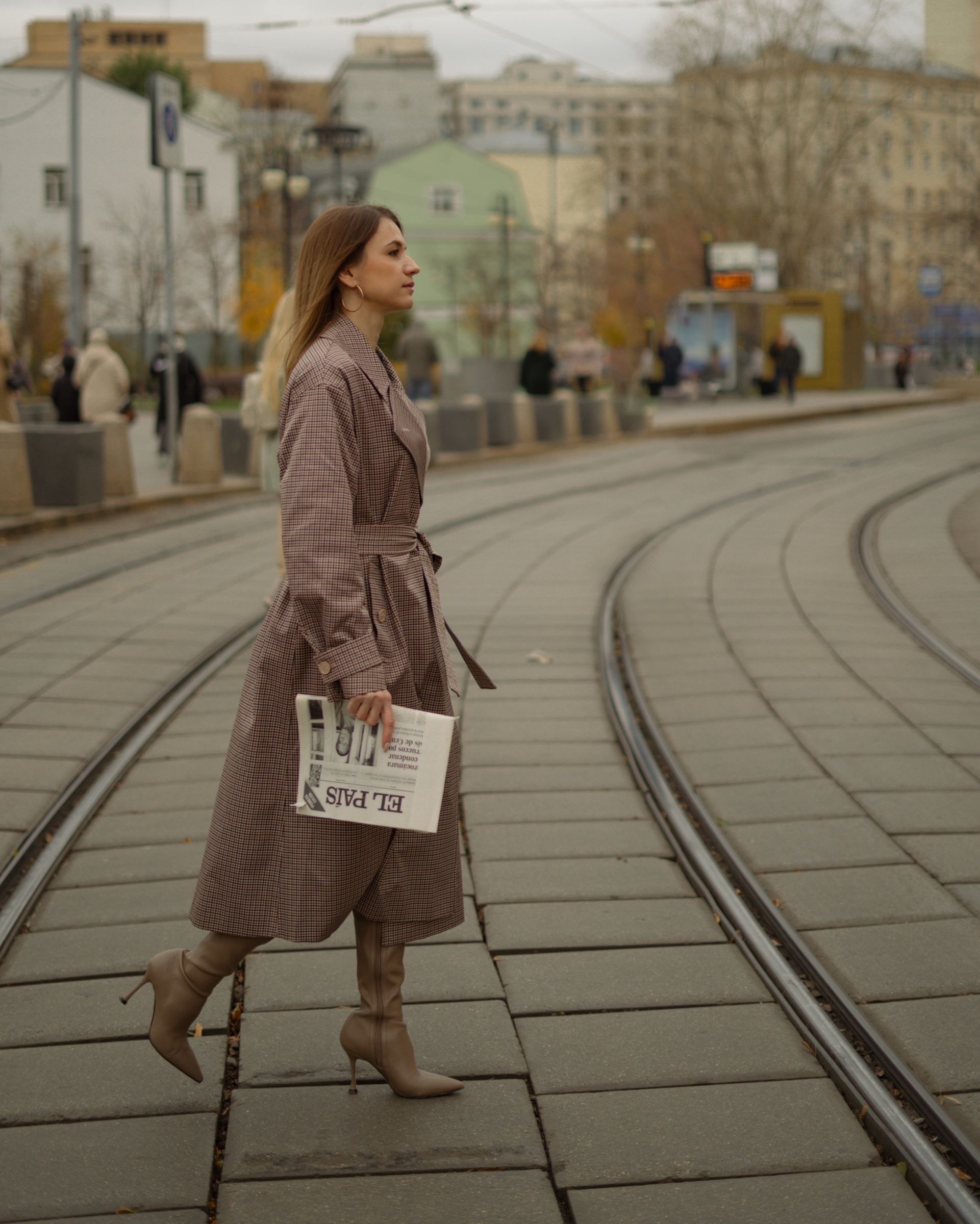 Woman walking through the city