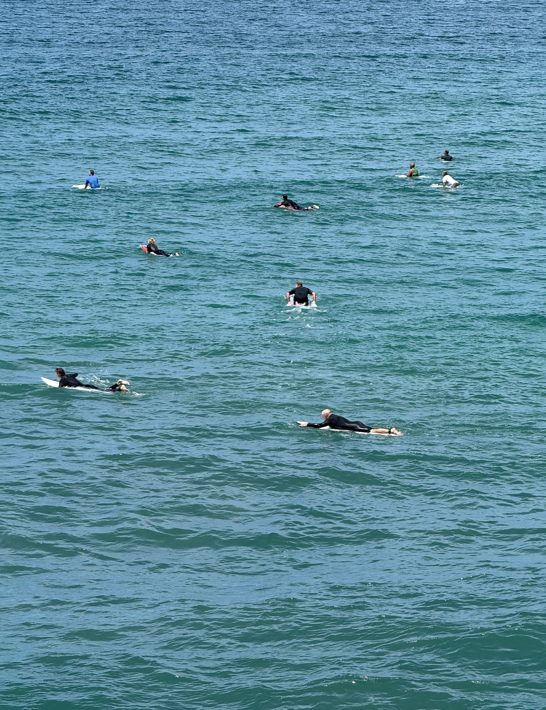 Surfers waiting in the ocean
